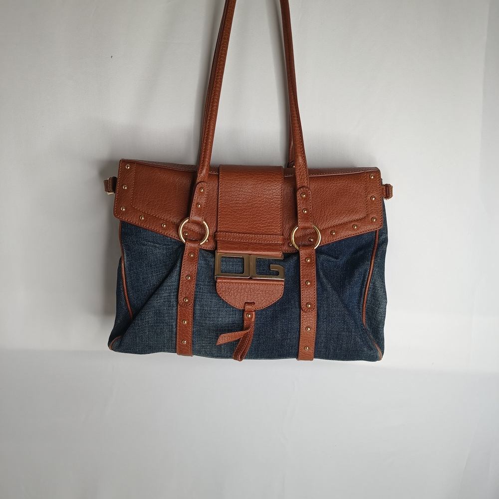 Vintage Dolce & Gabbana Denim and Leather Shoulder Bag